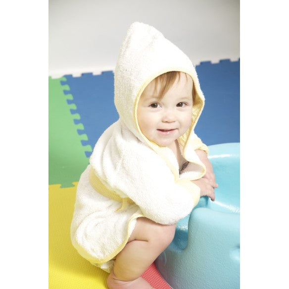 Terry Hooded Bath Robe White with White Trim