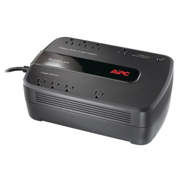 APC® 8-AC Outlet and Data Line 650-VA/390-Watt PC/Gaming/Networking Back-UPS® Battery Backup