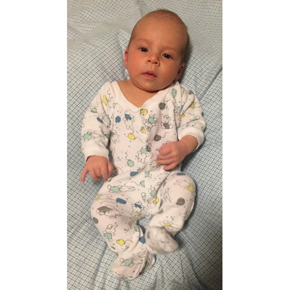 Terry Print "Sleep & Play Baby Grow" Closed-Toe Long Johns