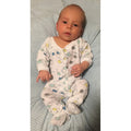 Terry Print "Sleep & Play Baby Grow" Closed-Toe Long Johns