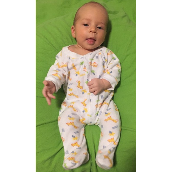 Terry Print "Sleep & Play Baby Grow" Closed-Toe Long Johns