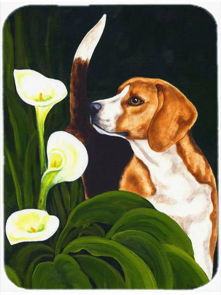 Beagle Lillies Mouse Pad, Hot Pad or Trivet
