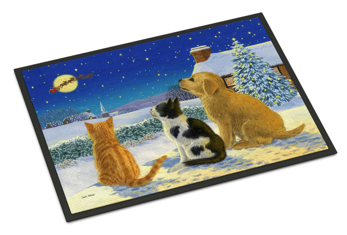 Golden Retriever and Kittens Watching Santa Doormat 18x27 ASA2208MAT