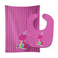 Caroline's Treasures Dinosaur Pink Baby Bib & Burp Cloth BB8921STBU