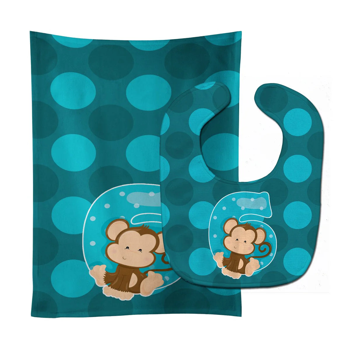 Caroline's Treasures Zoo Month 6 Monkey Baby Bib & Burp Cloth BB9013STBU