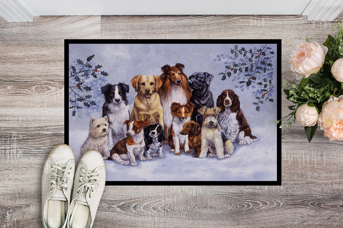 Caroline's Treasures Winter Dogs Doormat 18x27 BDBA316AMAT Indoor Outdoor