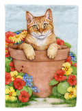 Caroline's Treasures CDCO0395GF Ginger Cat in Pot by Debbie Cook Garden Flag