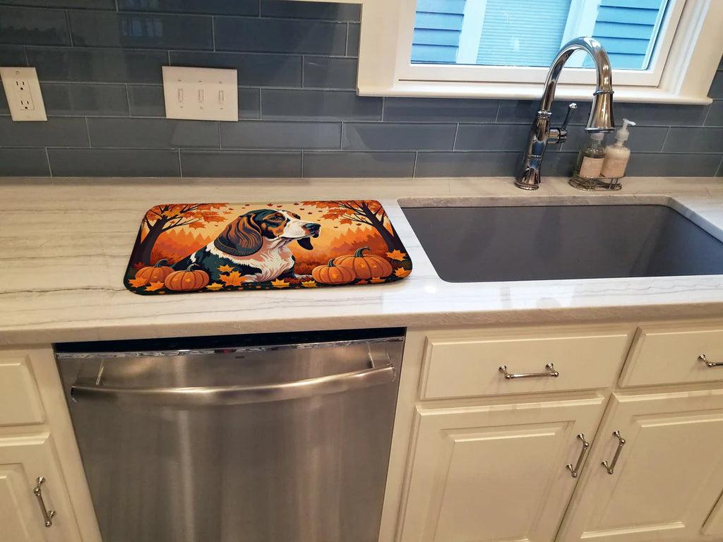 Basset Hound Fall Dish Drying Mat 14" x 21"