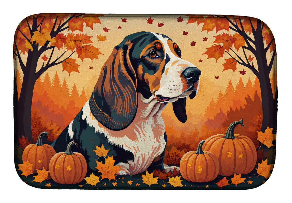 Basset Hound Fall Dish Drying Mat 14" x 21"