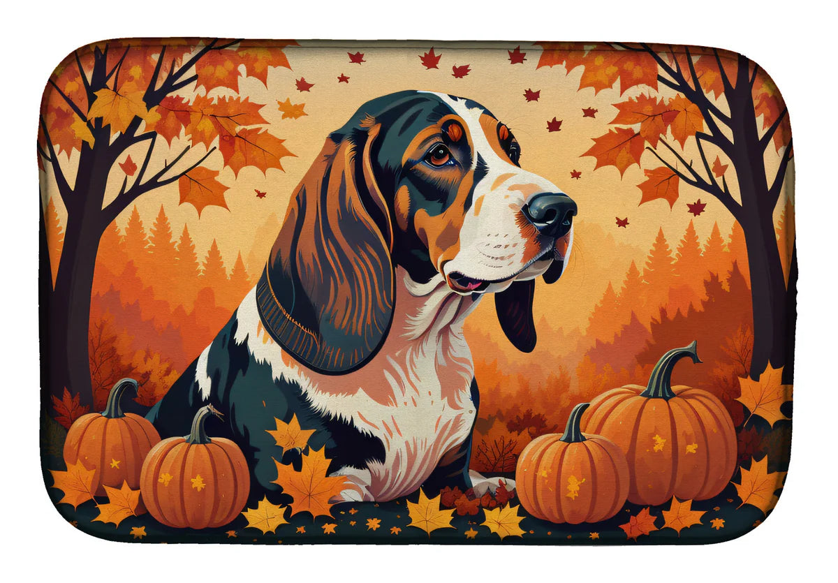 Basset Hound Fall Dish Drying Mat 14" x 21"