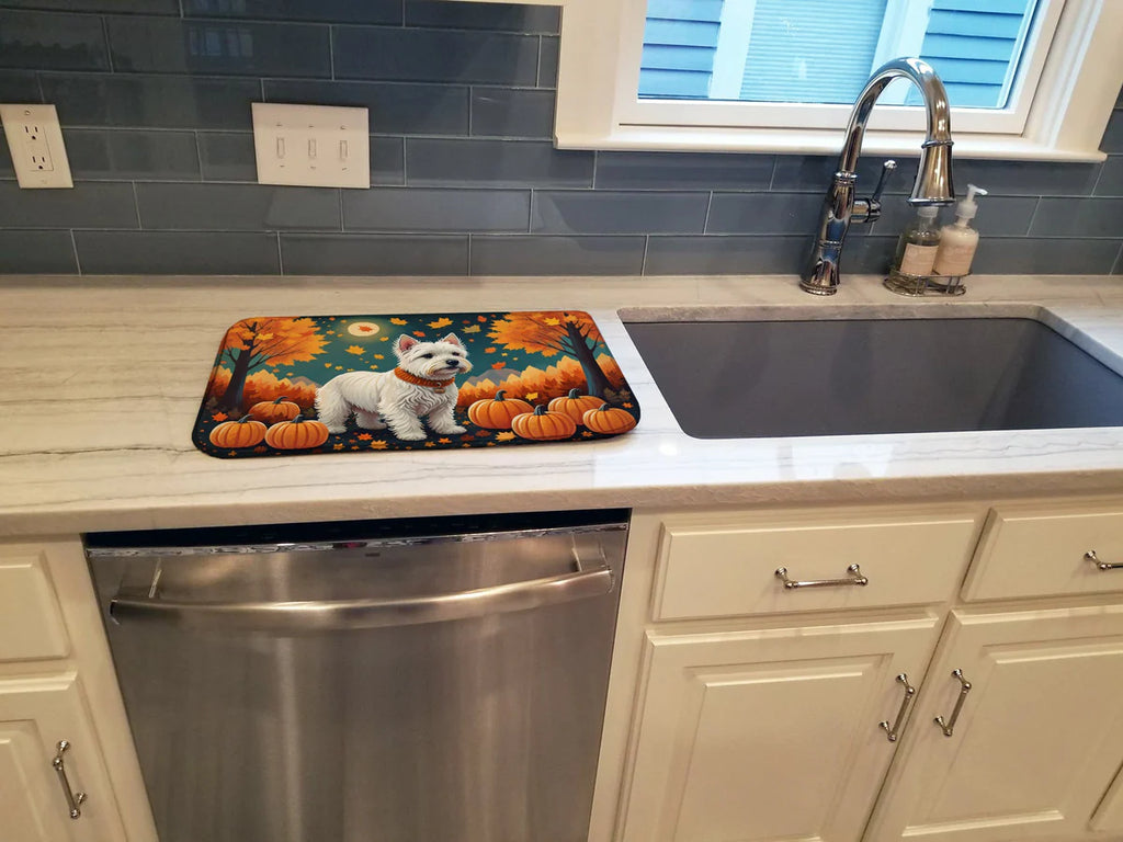 Westie Fall Dish Drying Mat Absorbent Dish Drying Mat 14 x 21