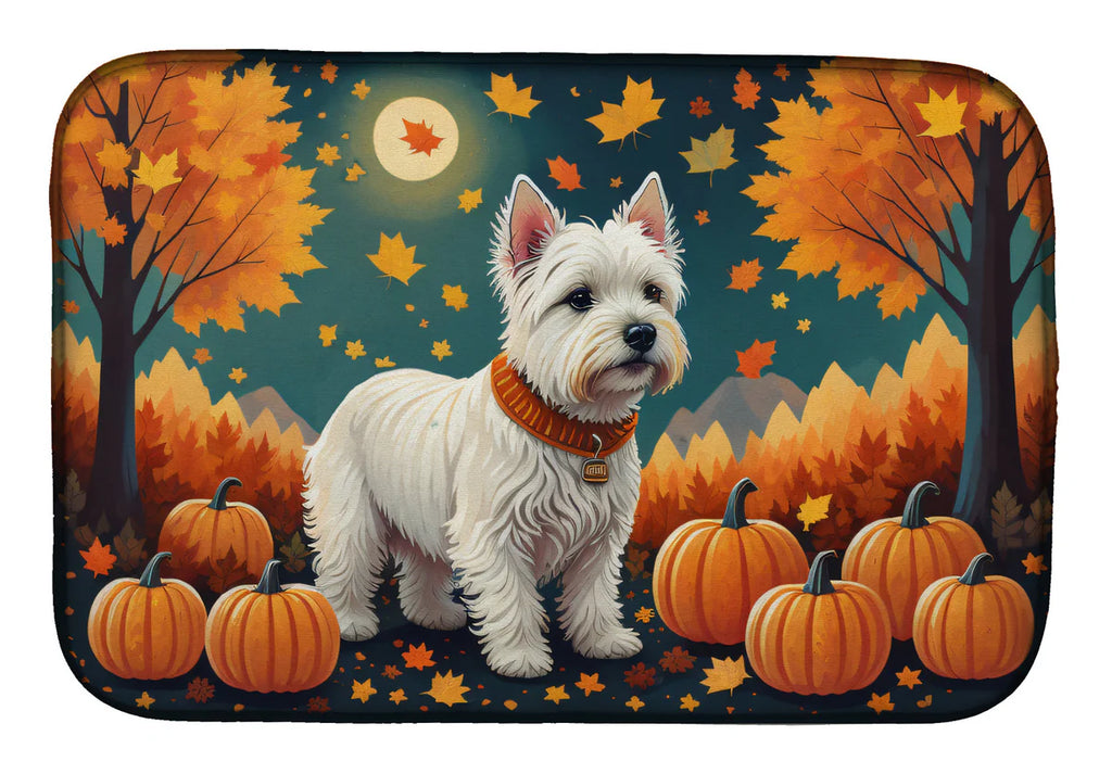 Westie Fall Dish Drying Mat Absorbent Dish Drying Mat 14 x 21