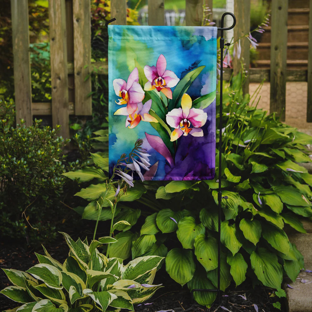 Caroline's Treasures Orchids in Watercolor Garden Flag DAC1562GF 11.25" x 15.5"