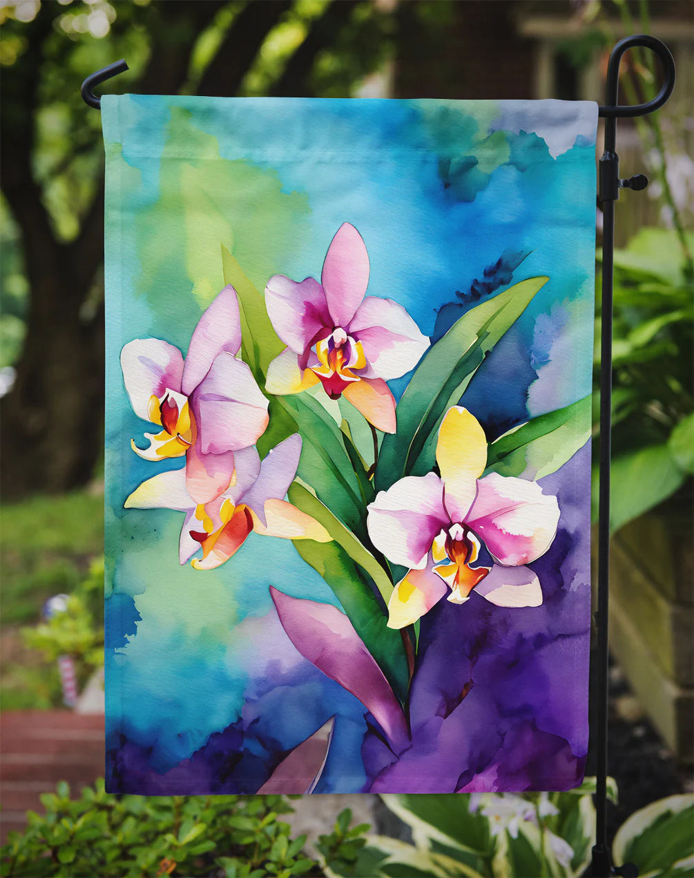Caroline's Treasures Orchids in Watercolor Garden Flag DAC1562GF 11.25" x 15.5"