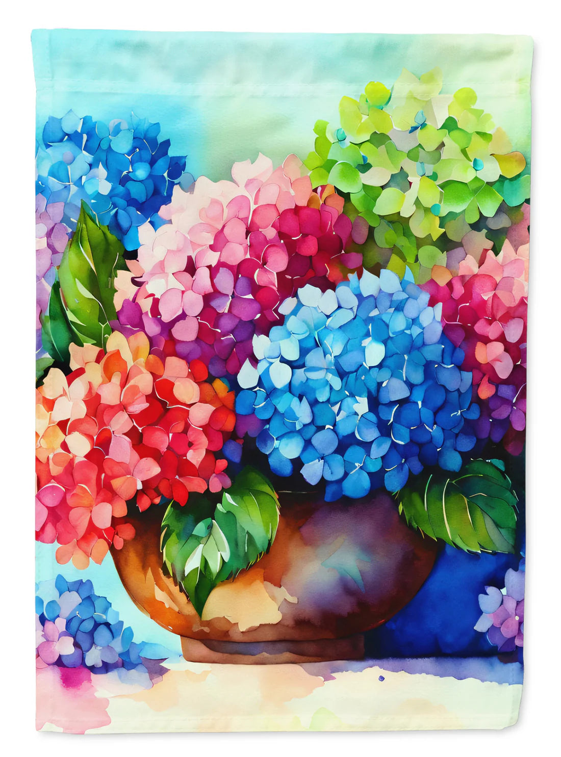 Caroline's Treasures Hydrangeas in Watercolor Garden Flag DAC1576GF 11.25 x 15.5