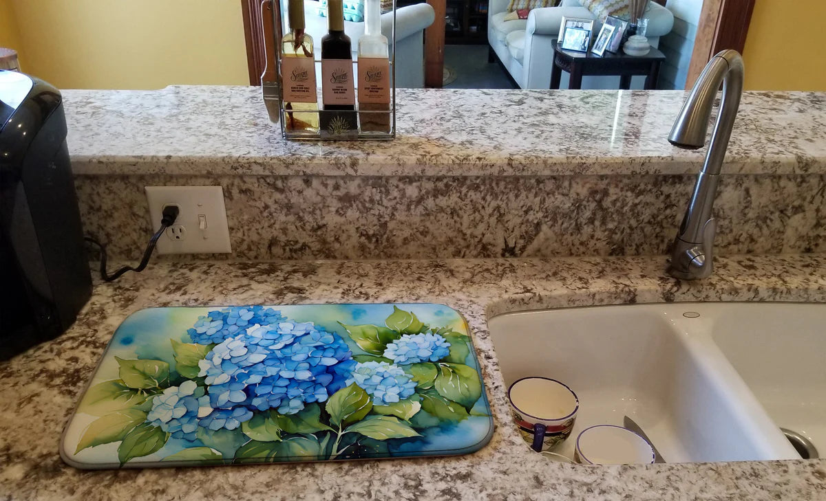 Caroline's Treasures DAC1580DDM Hydrangeas in Watercolor Dish Drying Mat