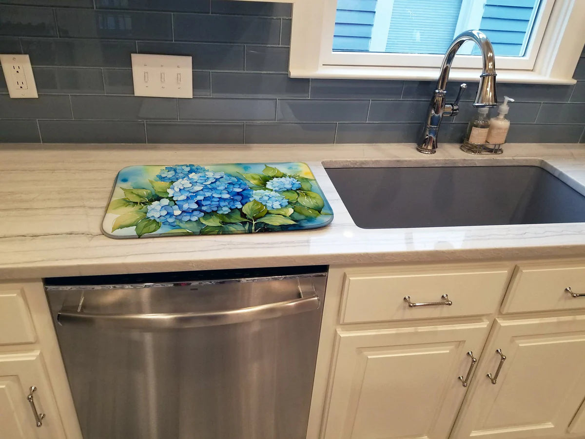Caroline's Treasures DAC1580DDM Hydrangeas in Watercolor Dish Drying Mat