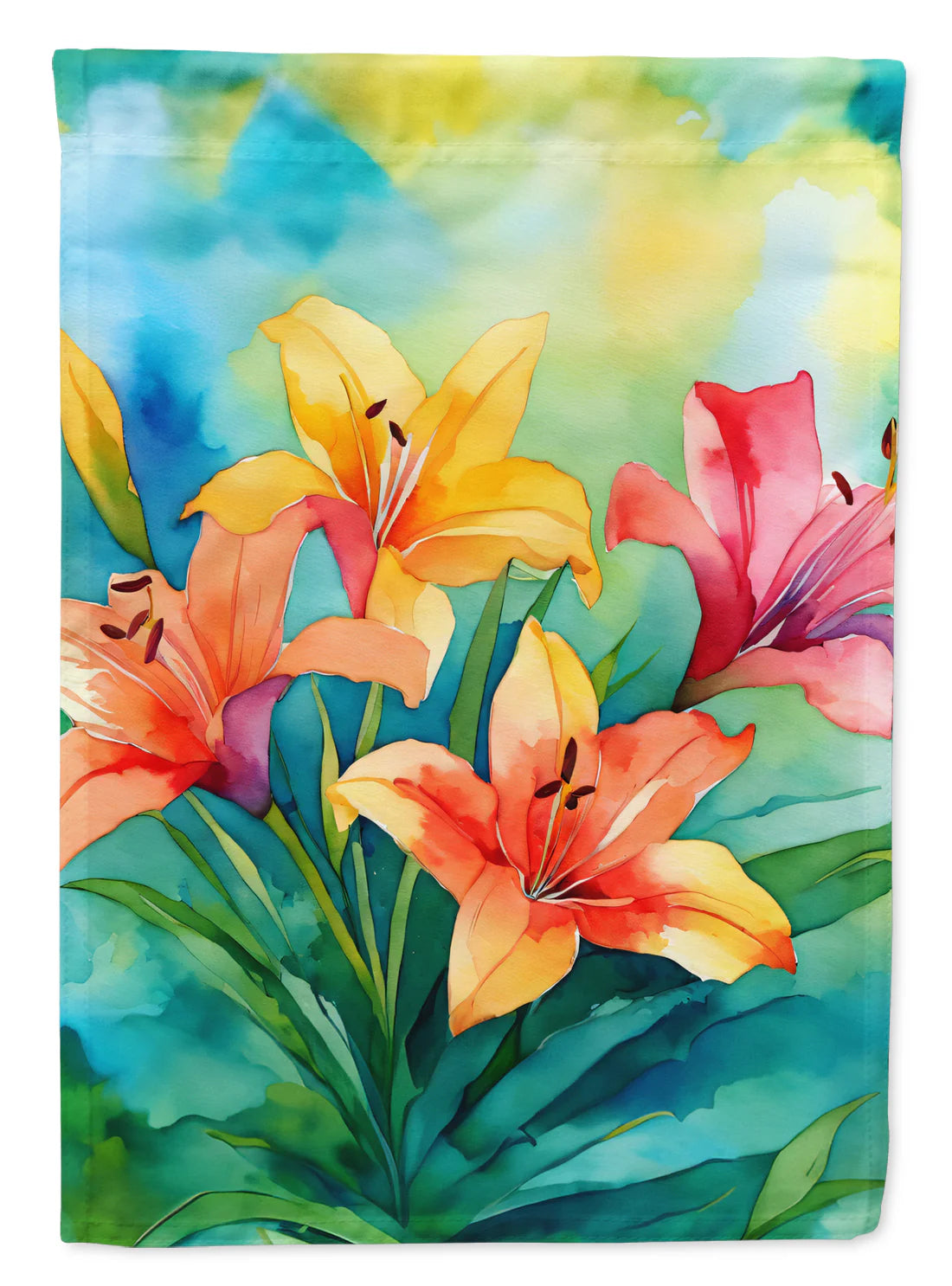 Caroline's Treasures Lilies in Watercolor Garden Flag DAC1585GF 11.25" x 15.5"