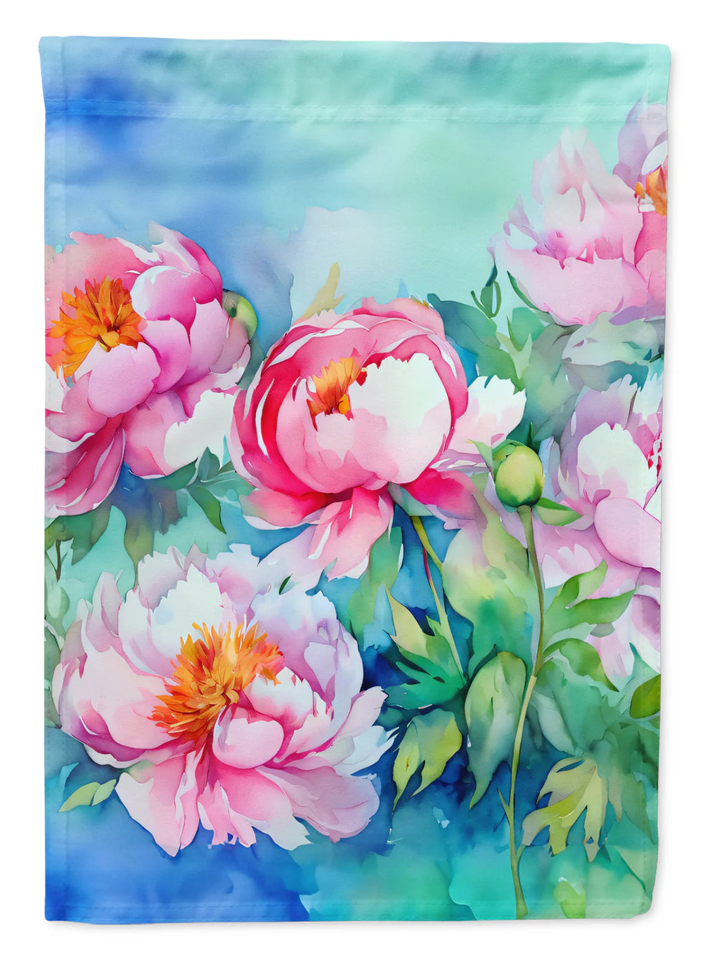 Caroline's Treasures Peonies in Watercolor Garden Flag 11.25" x 15.5" DAC1595GF