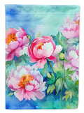 Caroline's Treasures Peonies in Watercolor Garden Flag 11.25" x 15.5" DAC1595GF