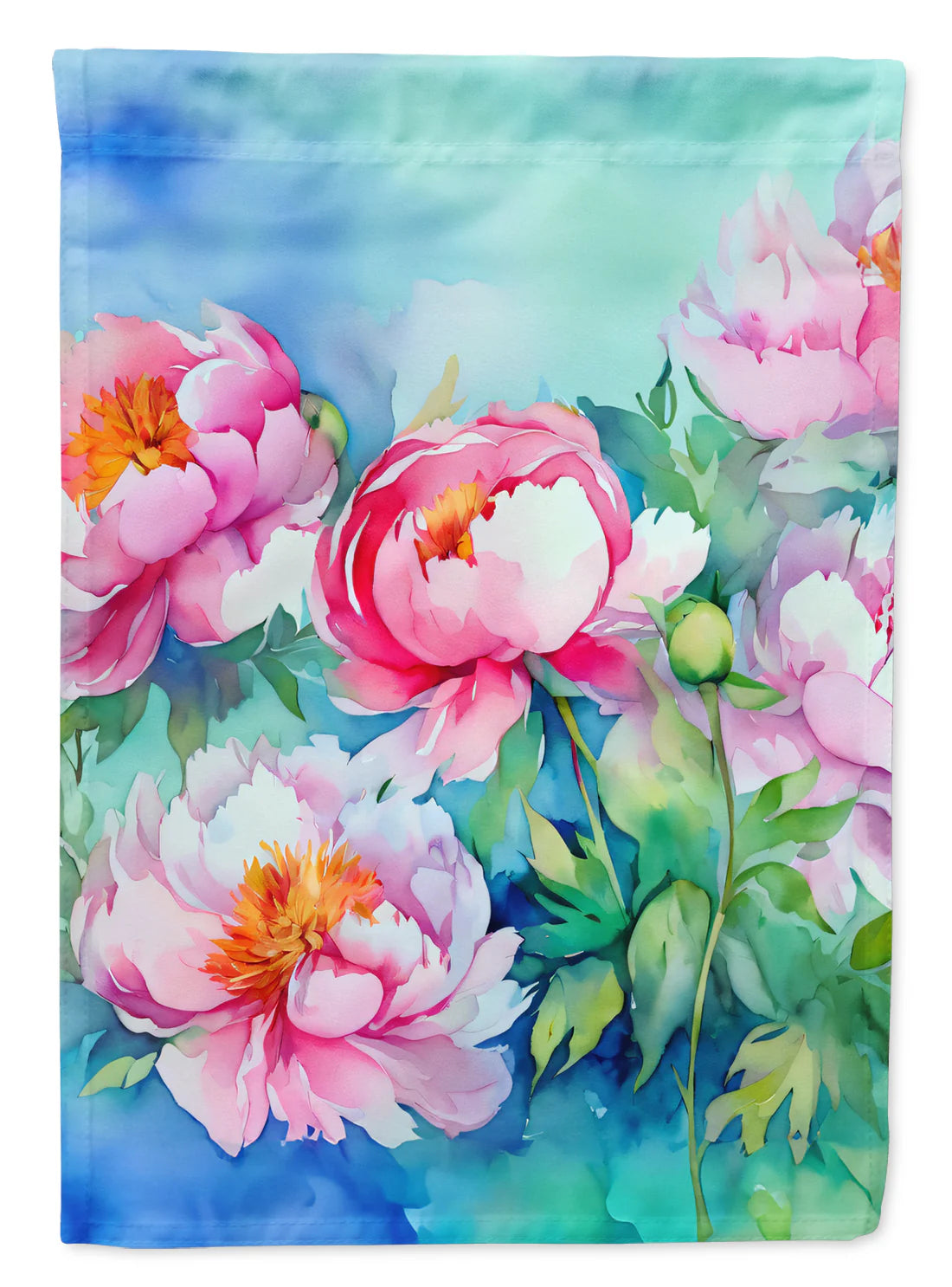 Caroline's Treasures Peonies in Watercolor Garden Flag 11.25" x 15.5" DAC1595GF