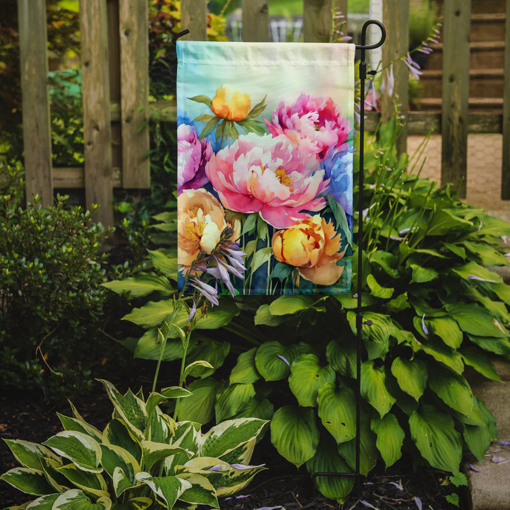 Caroline's Treasures Peonies in Watercolor Garden Flag DAC1597GF 11.25" x 15.5"