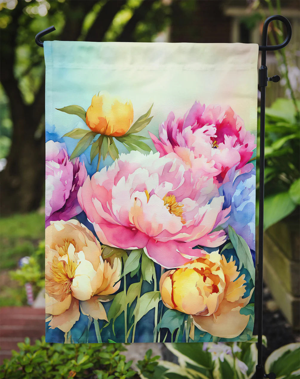 Caroline's Treasures Peonies in Watercolor Garden Flag DAC1597GF 11.25" x 15.5"