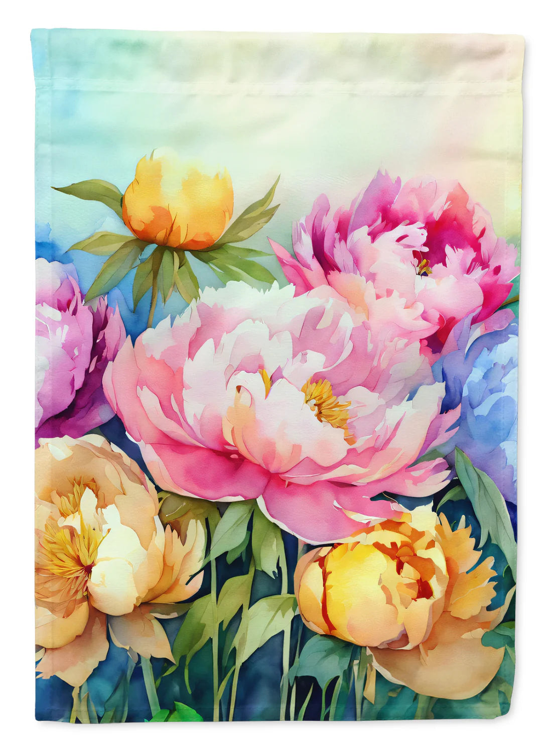 Caroline's Treasures Peonies in Watercolor Garden Flag DAC1597GF 11.25" x 15.5"