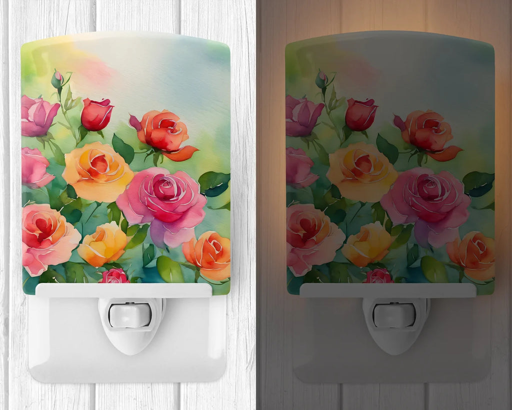 Caroline's Treasures Roses Ceramic Night Light, UL Listed, 6"x4"x3", DAC1607CNL