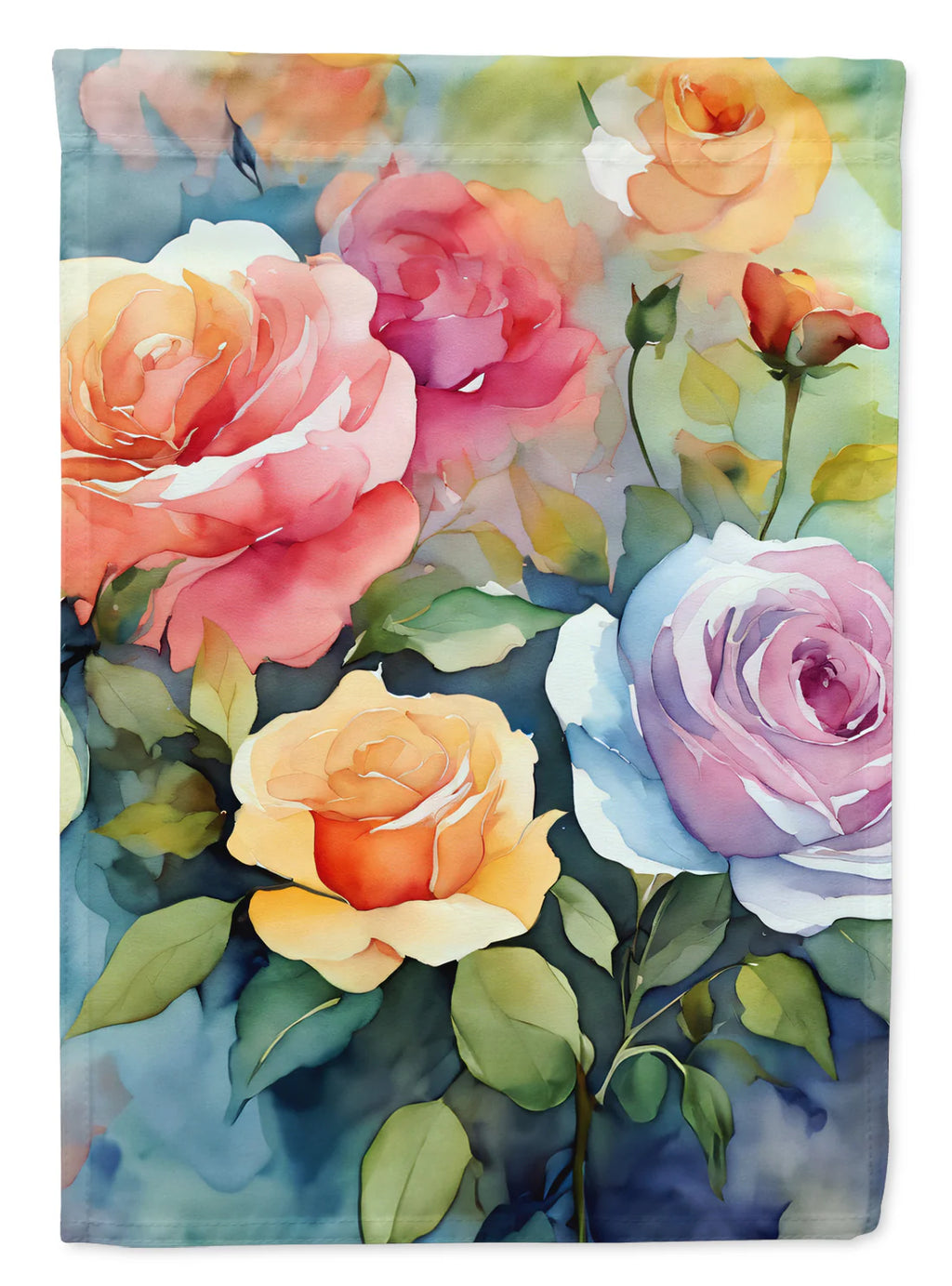 Caroline's Treasures Roses in Watercolor Garden Flag DAC1608GF 11.25" x 15.5"