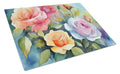 Roses in Watercolor Glass Cutting Board By Caroline's Treasures, Lg DAC1608LCB