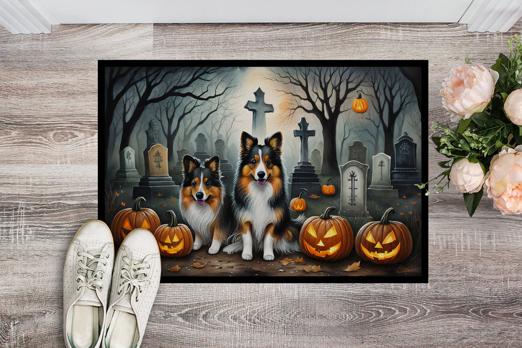Caroline's Treasures Sheltie Spooky Halloween Doormat DAC2053MAT Indoor Outdoor