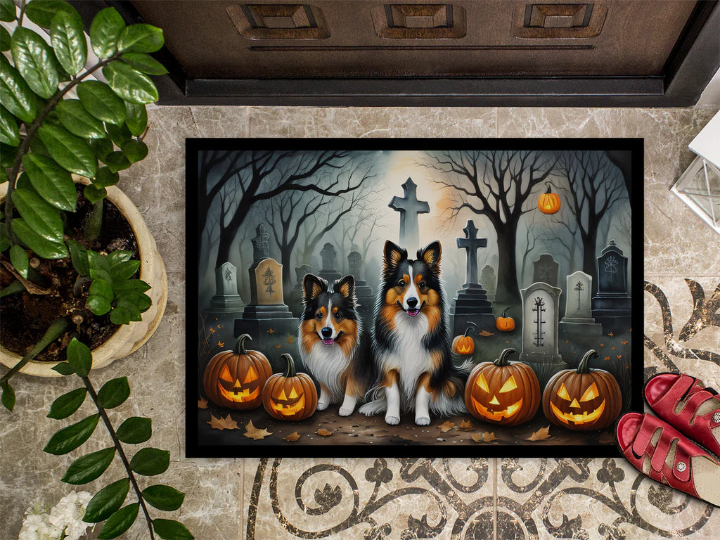 Caroline's Treasures Sheltie Spooky Halloween Doormat DAC2053MAT Indoor Outdoor