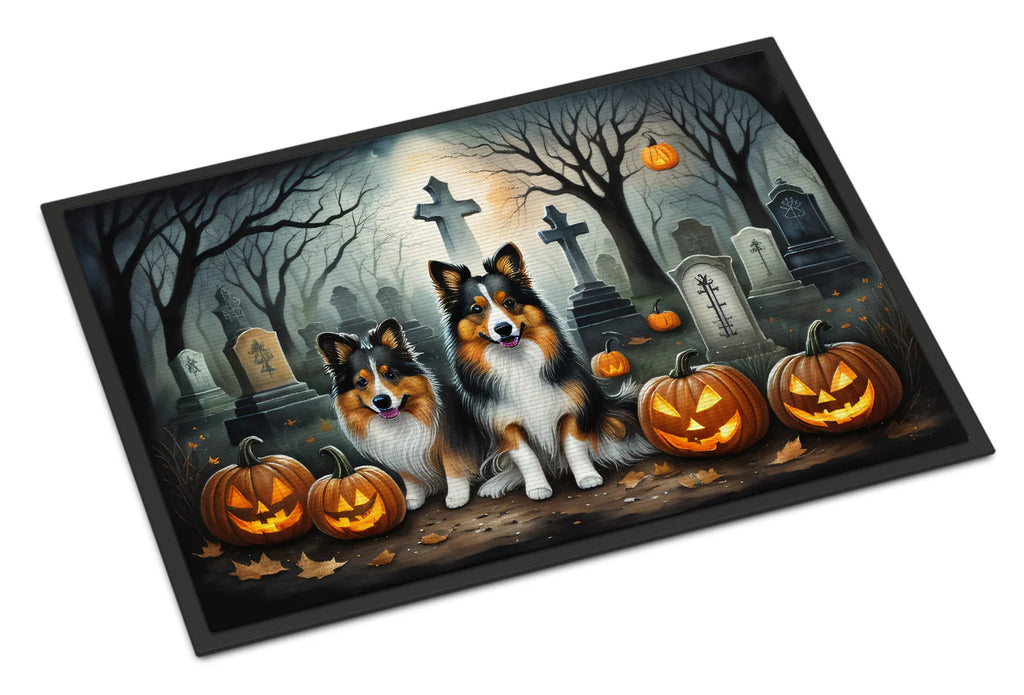 Caroline's Treasures Sheltie Spooky Halloween Doormat DAC2053MAT Indoor Outdoor