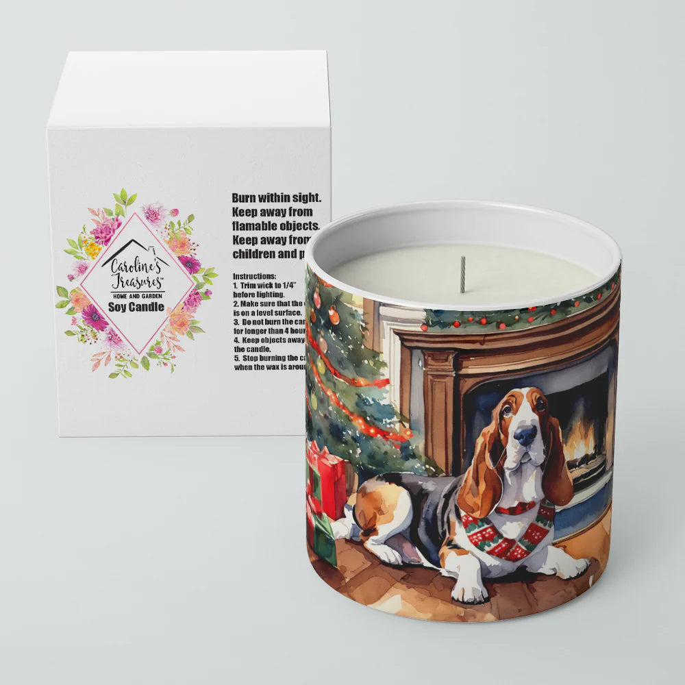 Basset Hound Cozy Christmas Decorative Soy Candle Nature Soy Wax Essential Oil