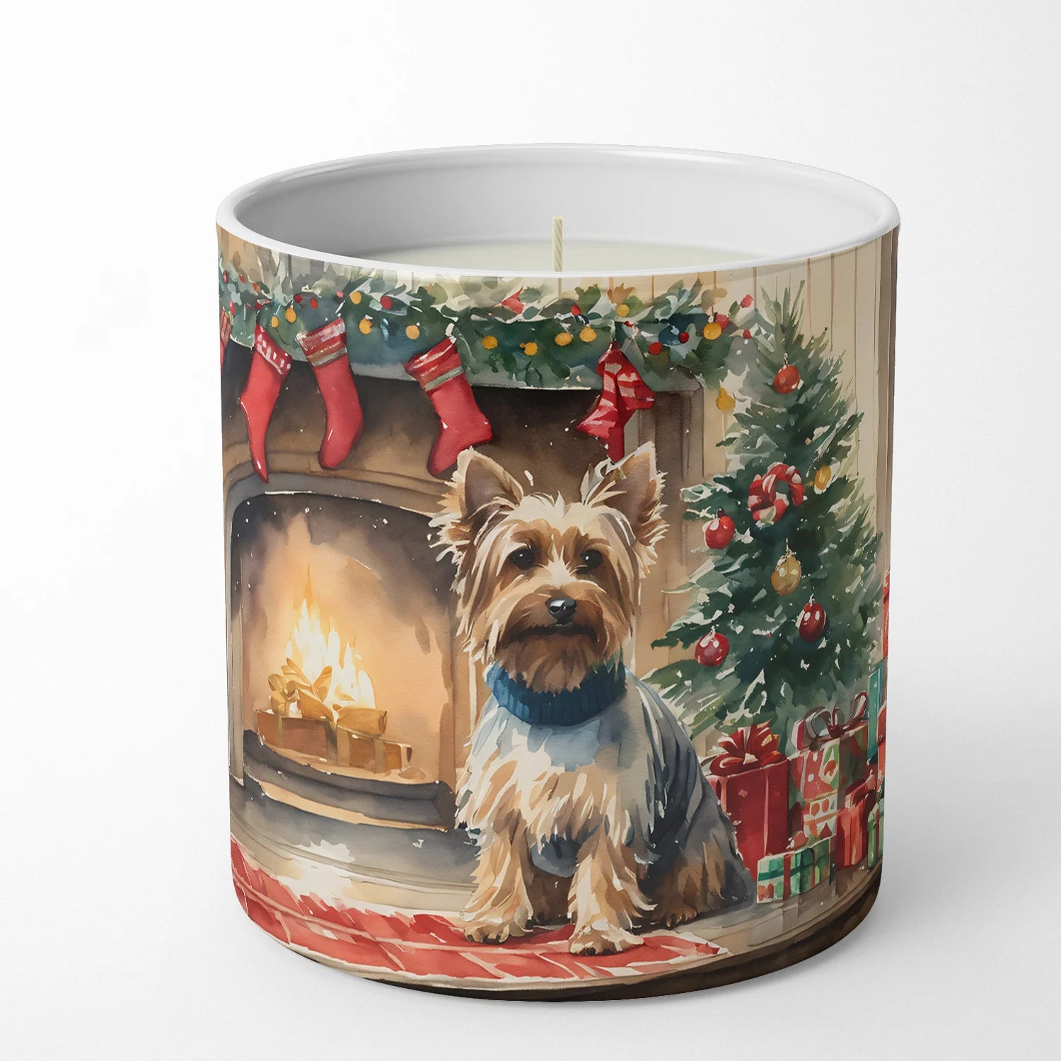 Silky Terrier Cozy Christmas Decorative Soy Candle Nature Soy Wax Essential Oil