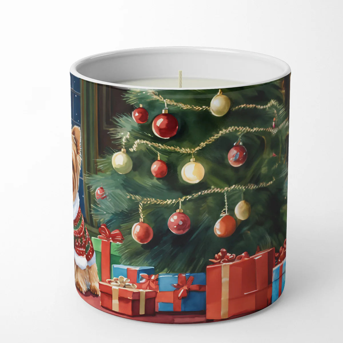 Yorkshire Terrier Cozy Christmas Decorative Soy Candle Nature Soy Wax Essential Oil