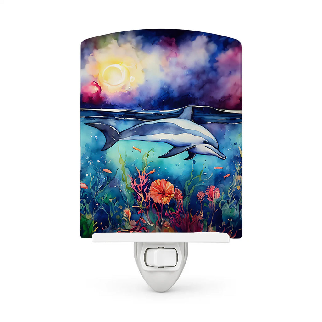 Dolphin Ceramic Night Light Compact, UL-Certified