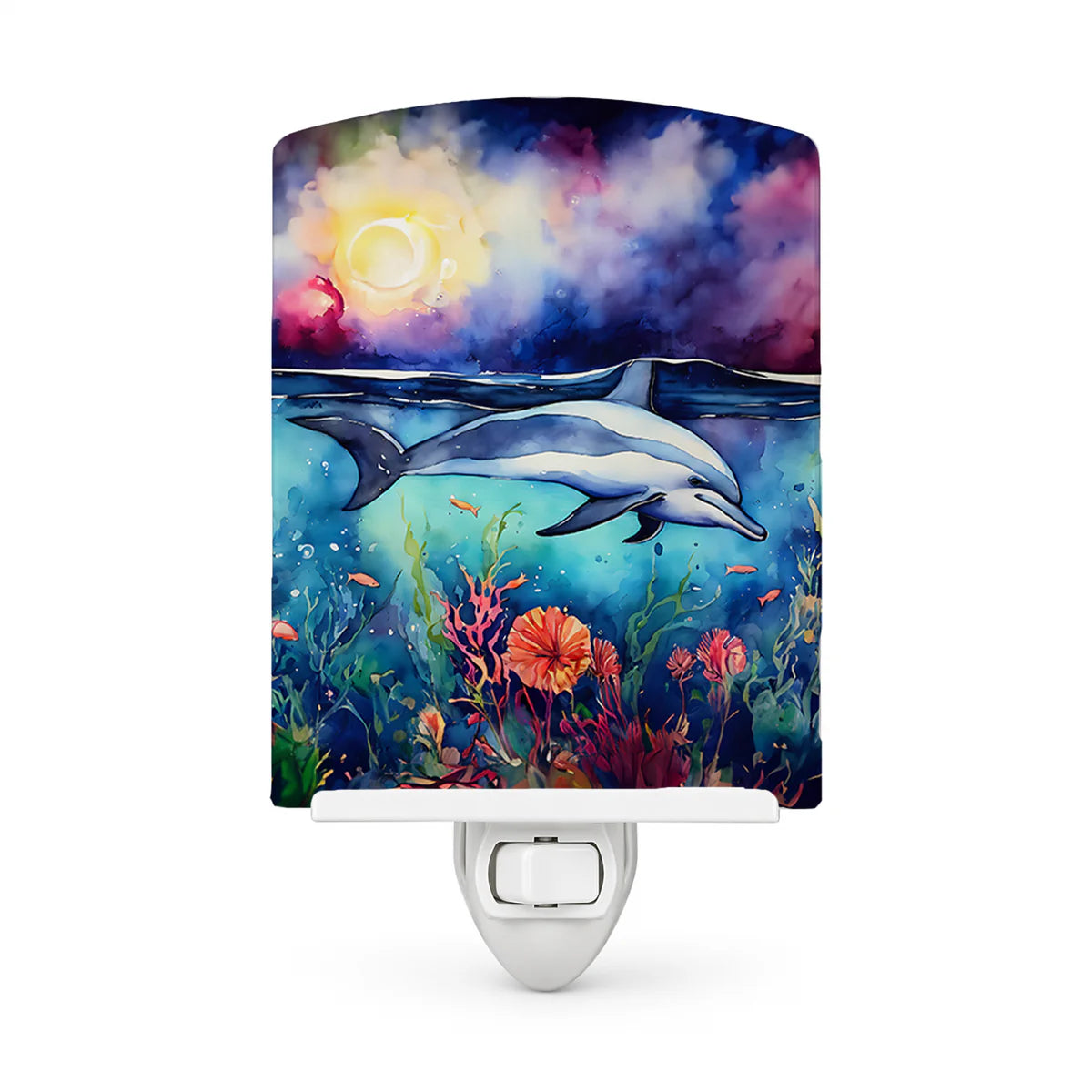 Dolphin Ceramic Night Light Compact, UL-Certified
