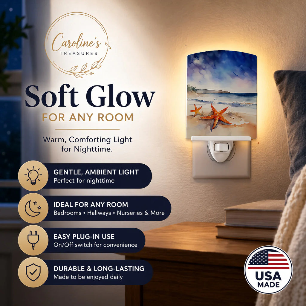 Starfish Ceramic Night Light Compact, UL-Certified
