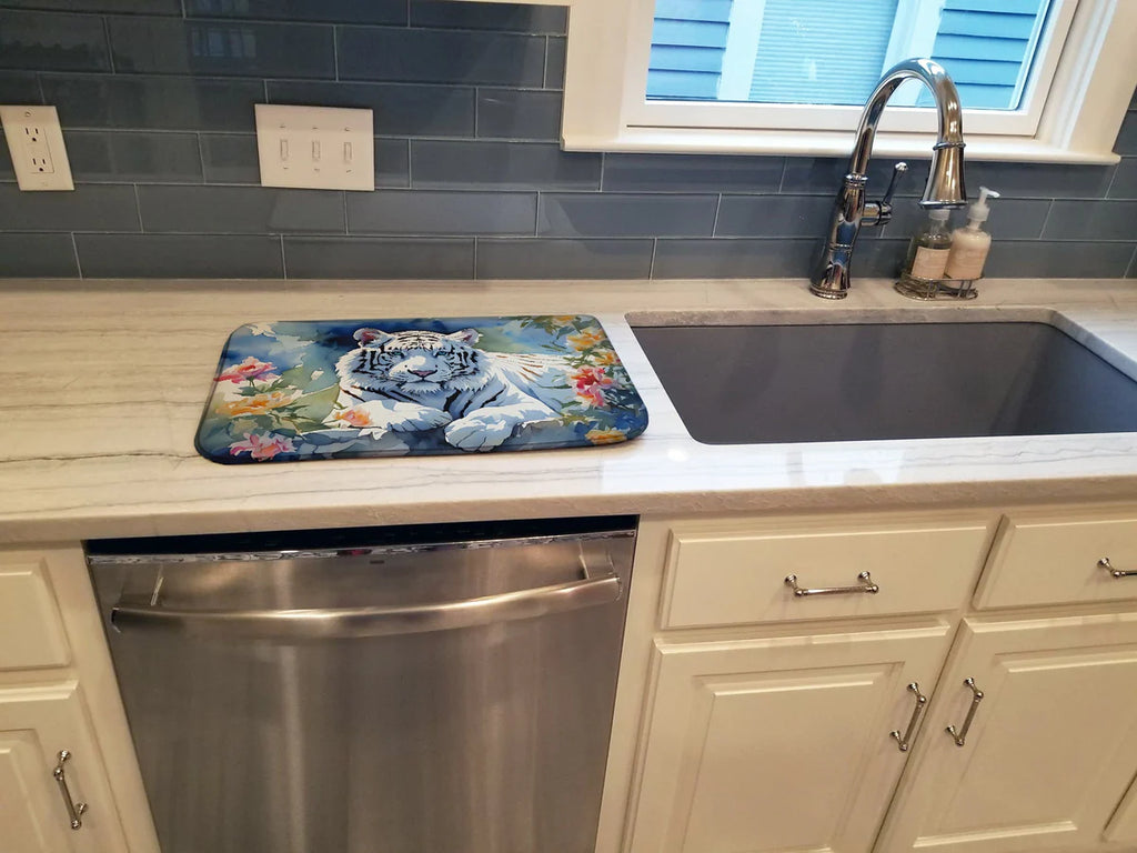 White Tiger Dish Drying Mat