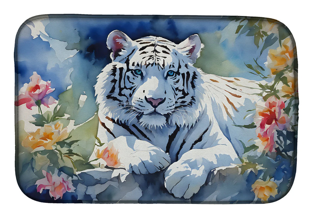White Tiger Dish Drying Mat