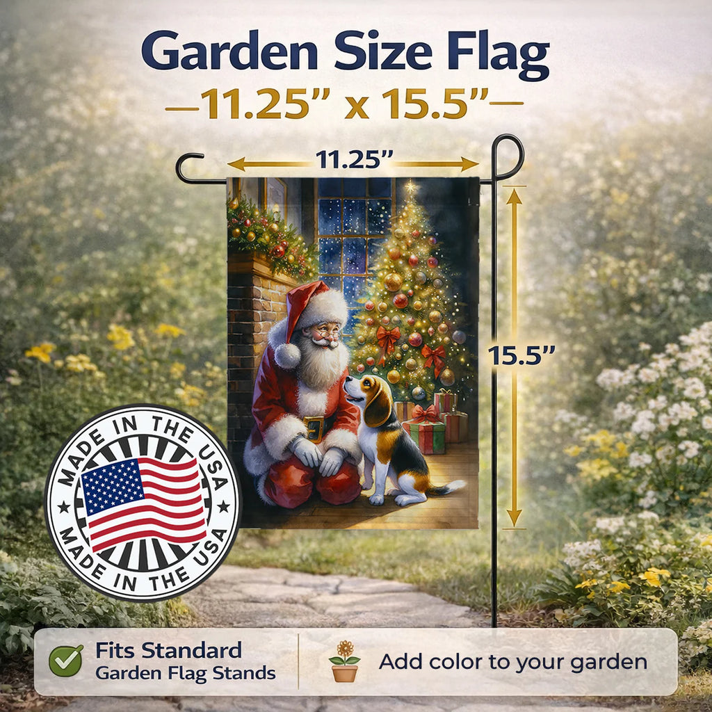 Beagle and Santa Claus Garden Flag