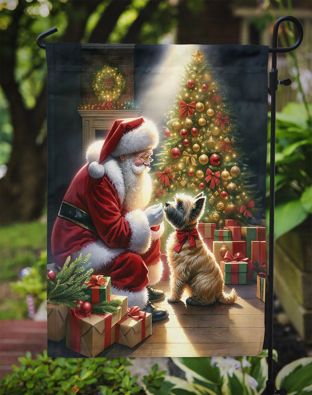 Caroline's Treasures Cairn Terrier and Santa Claus Garden Flag 11.25" x 15.5"