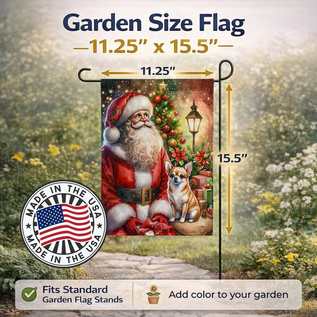 Chihuahua and Santa Claus Garden Flag