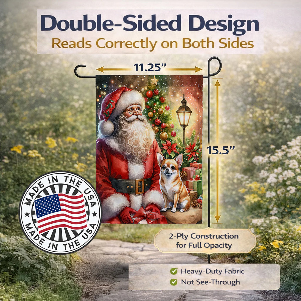 Chihuahua and Santa Claus Garden Flag
