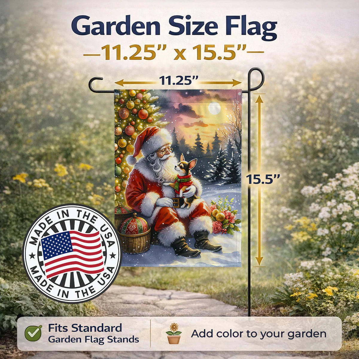 Chihuahua and Santa Claus Garden Flag
