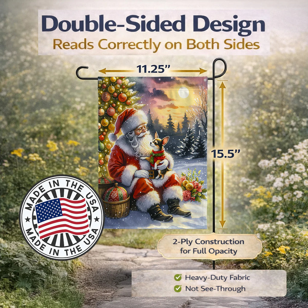 Chihuahua and Santa Claus Garden Flag