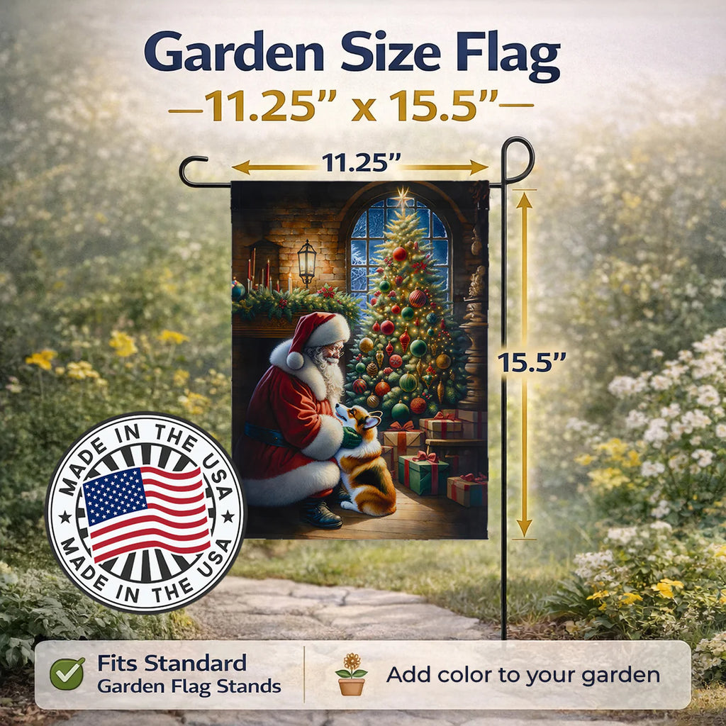 Corgi and Santa Claus Garden Flag