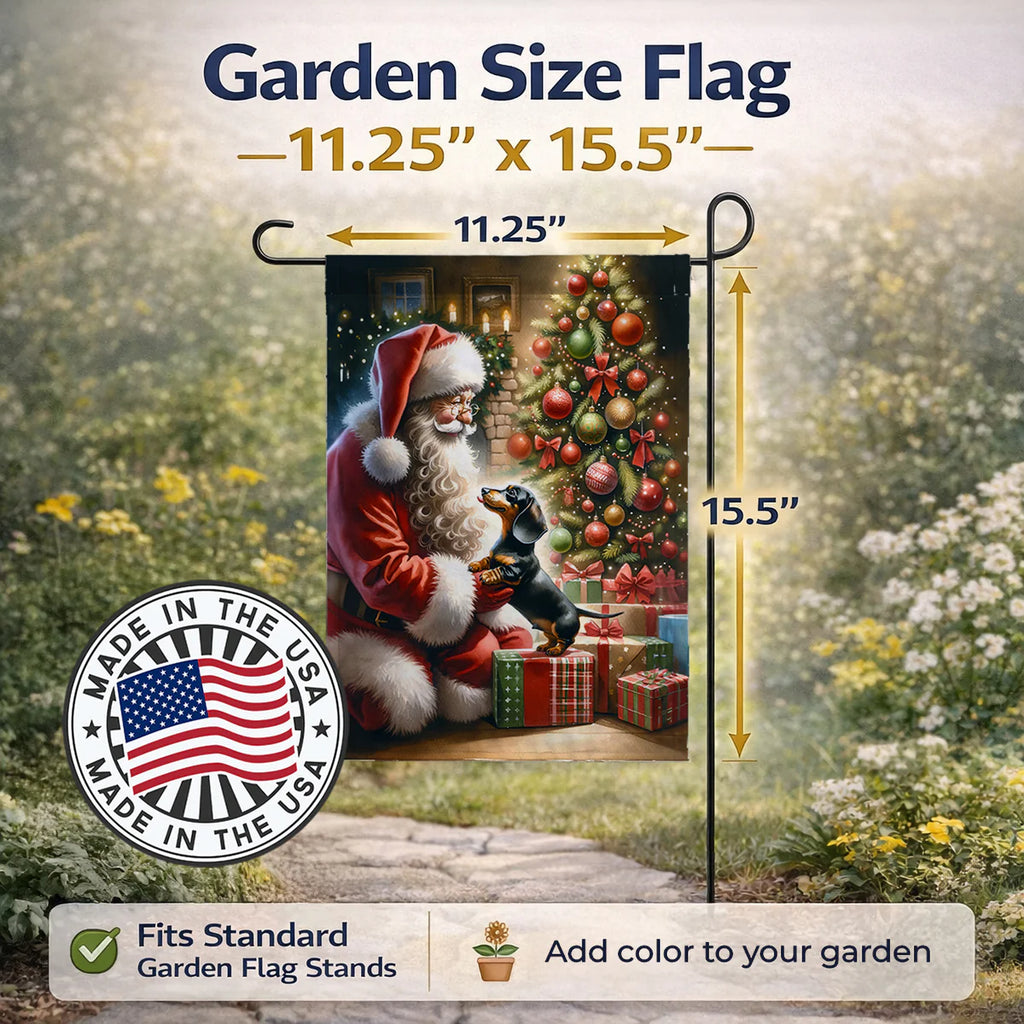 Dachshund and Santa Claus Garden Flag